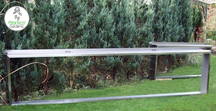 Wide 2.6m (3meter) koi pond window frame constructed of 316 stainless steel 